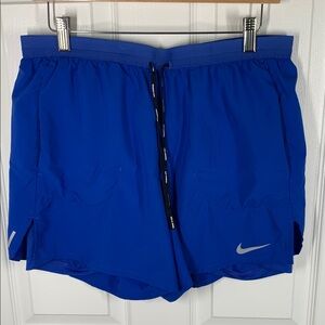 Nike royal blue dri-fit running shorts with built in liner size large